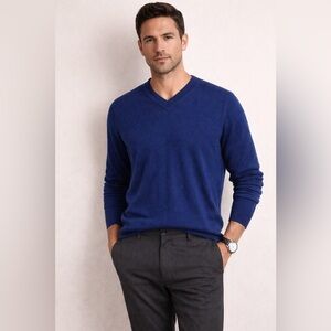 Banana Republic 100% merino wool Deep Blue V-Neck Sweater